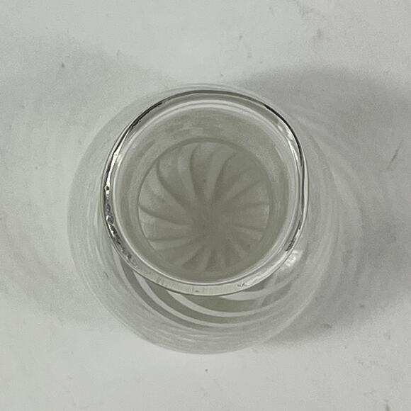 Filigrana Miniature Bud Vase Mouth Blown White Striped Handmade Art Glass Unique - Picture 2 of 7